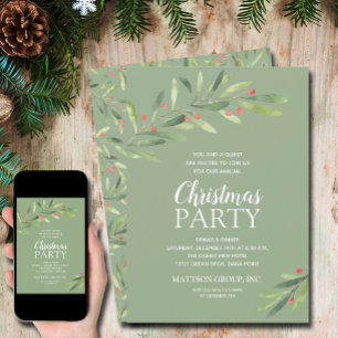 Elegant Greenery jul Party Inbjudningar