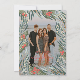 Elegant Greenery jul Ram Helgdag Card Julkort