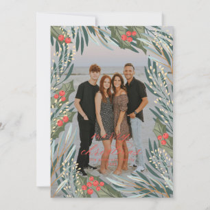 Elegant Greenery jul Ram Helgdag Card Julkort