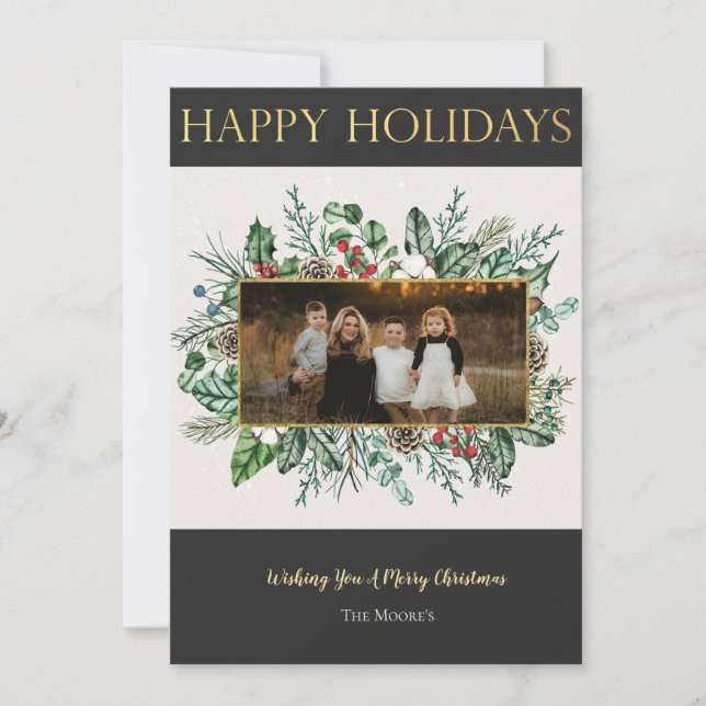 Elegant Greenery-julkort Inbjudningar (Framsida)