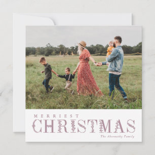 Elegant Greenery Lettering jul Mauve Foto Julkort