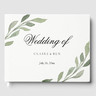 Elegant Greenery Löv Bröllop Guestbook Gästböcker