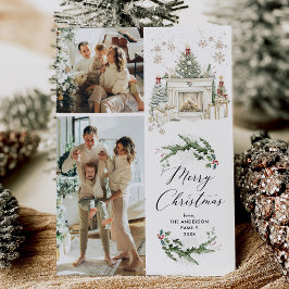 Elegant Greenery Mantel God jul 2 Photo Julkort