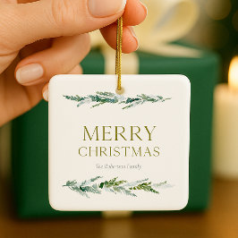 Elegant Greenery Merry Christmas Julgransprydnad Keramik