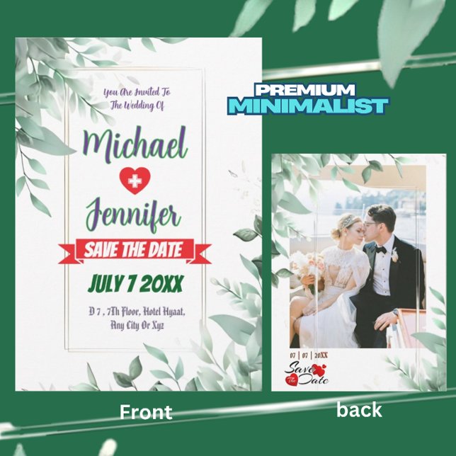 Elegant Greenery Minimalist Anpassningsbar Photo B Spara Datumet (Skapare uppladdad)