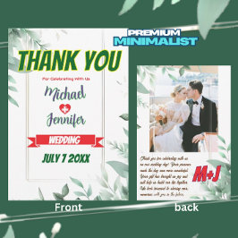 Elegant Greenery Minimalist Anpassningsbar Photo B Tack Kort