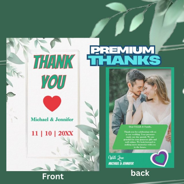 Elegant Greenery Minimalist Anpassningsbar Photo B Tack Kort (Skapare uppladdad)