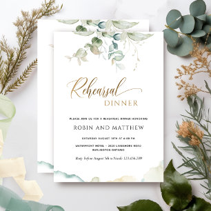 Elegant Greenery Minimalist Rehearsal Dinner Invit Inbjudningar
