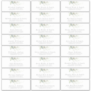 Elegant Greenery Modern Guest Namn Adressetiketter Klistermärken