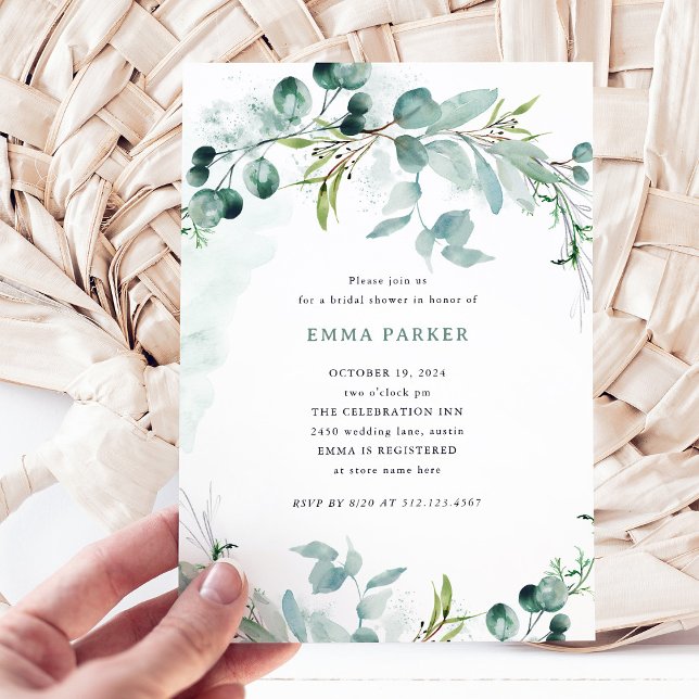 Elegant Greenery | MÖHIPPA Inbjudningar (An elegant bridal shower invitation with greenery)