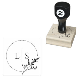 Elegant Greenery Monogram Bröllop Stämpel