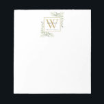 Elegant Greenery Monogram Namn Anteckningsblock<br><div class="desc">Elegant vattenfärgsgreenery monogram namn anteckningsblock med guld monogram som inledning. Designad av Thisisnotme©</div>