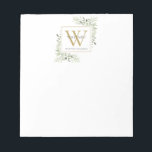 Elegant Greenery Monogram Namn Anteckningsblock<br><div class="desc">Elegant vattenfärgsgreenery monogram namn anteckningsblock med guld monogram som inledning. Designad av Thisisnotme©</div>