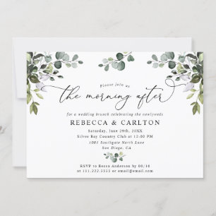 Elegant Greenery Morgon efter Bröllop Brunch Inbjudningar