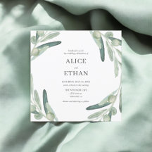 Elegant Greenery Olive bröllopsinbjudan