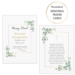 Elegant Greenery Orthodox Funeral Prayer Card Placeringskort