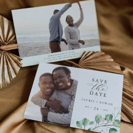 Elegant Greenery Photo Save Date Spara Datumet