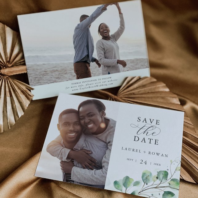 Elegant Greenery Photo Save Date Spara Datumet (Skapare uppladdad)