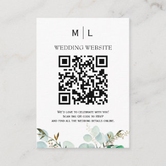 Elegant Greenery QR-kod Infogningskort för Bröllop Tilläggskort