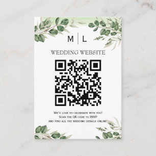 Elegant Greenery QR-kod Infogningskort för Bröllop Tilläggskort