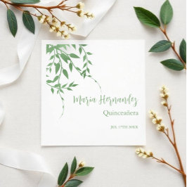 Elegant Greenery Quinceañera Pappersservett