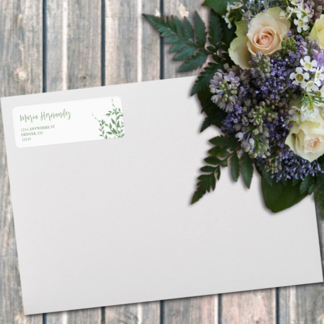 Elegant Greenery Quinceañera Returadress Etikett (Skapare uppladdad)