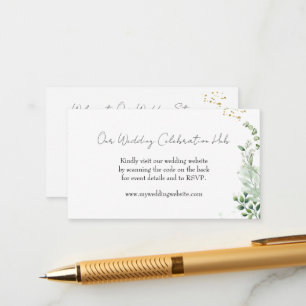 Elegant Greenery RSVP QR-kod Inbjudan