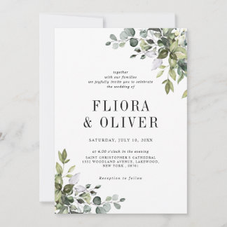 Elegant Greenery Rustic Land Botanical Bröllop Inbjudningar