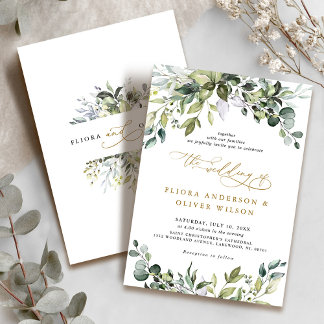 Elegant Greenery Rustic Land Botanical Bröllop Inbjudningar