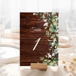 Elegant Greenery Rustic Wood Bordsnummer