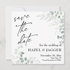 Elegant Greenery Simple, Contemporary Typography Spara Datumet