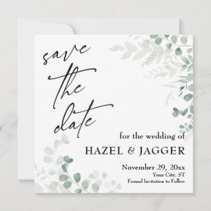 Elegant Greenery Simple, Contemporary Typography Spara Datumet