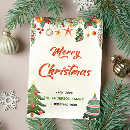 Elegant Greenery-skript God jul Julkort