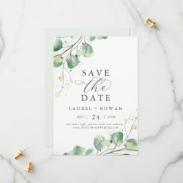 Elegant Greenery Spara datum meddelande Card
