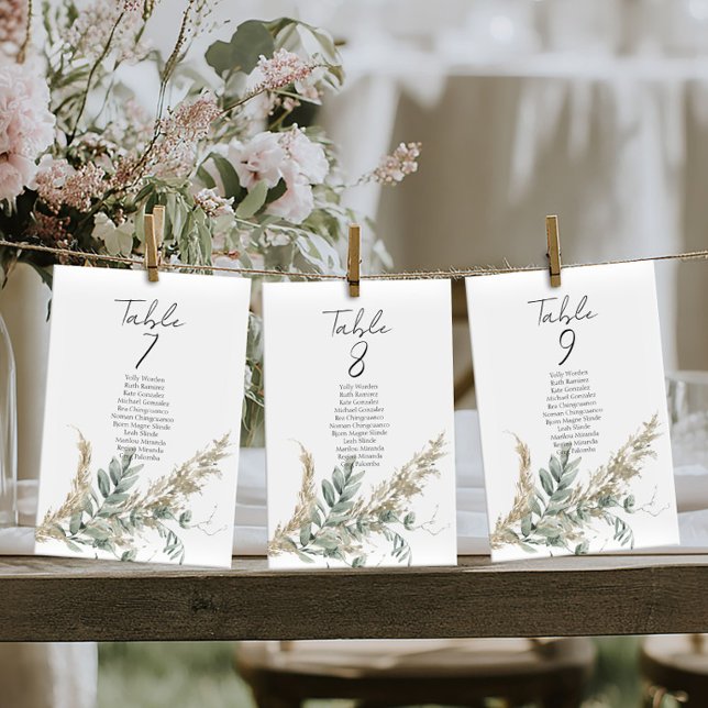 Elegant greenery table number seating chart cards (Skapare uppladdad)