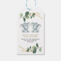 Elegant Greenery Twin Elephant Co-Ed Baby Shower
