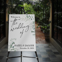 Elegant Greenery Välkommen till Bröllopen av teckn