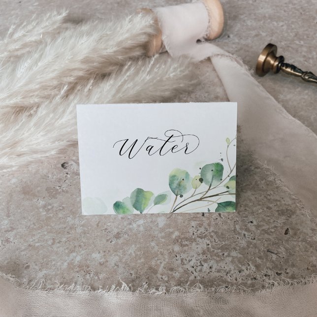 Elegant Greenery Vatten Buffet Food Labels Bordsnummer (Skapare uppladdad)