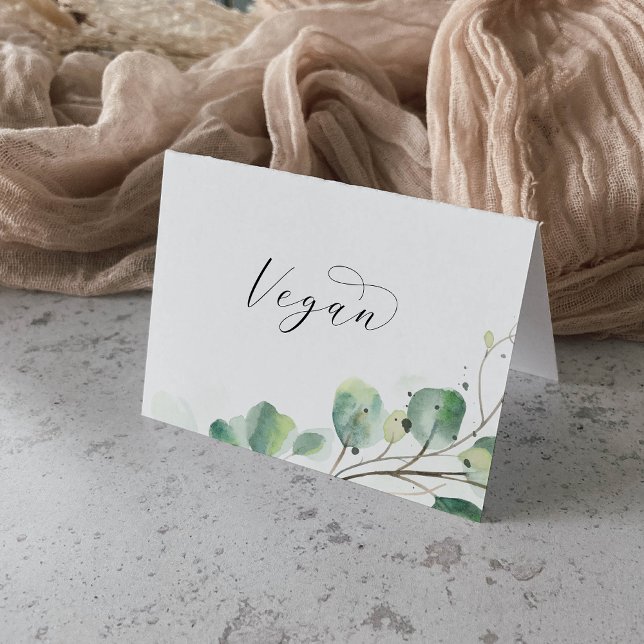 Elegant Greenery Vegan Buffet Food Labels Bordsnummer (Skapare uppladdad)