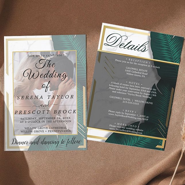 Elegant Greenery Vellum bröllopsinbjudan Inbjudningar (wedding invitation with the details)