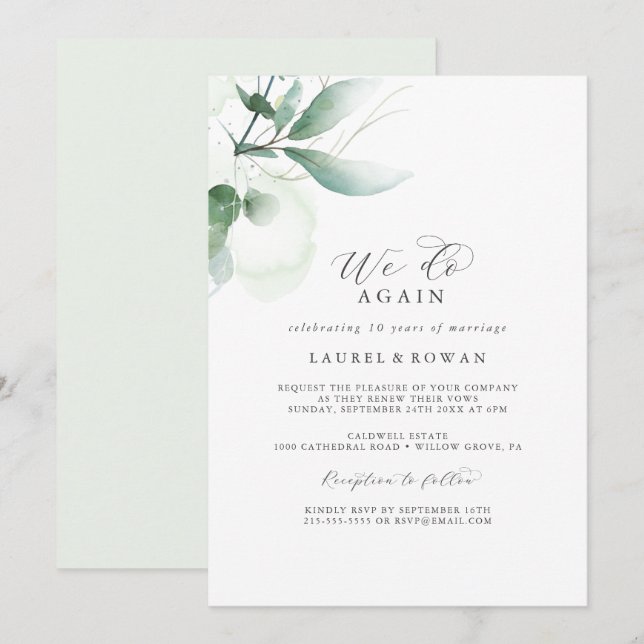 Elegant Greenery vi gör om förnyelsen Inbjudningar (Fram/baksida)