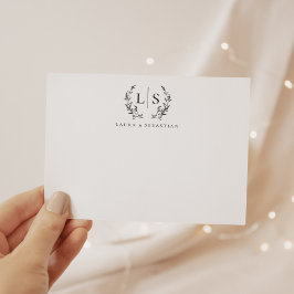 Elegant Greenery Wandemonogram par Stationery Anteckningskort