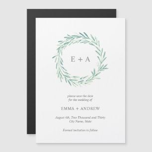 Elegant Greenery Wandey Spara datum Magnetisk Inbjudningskort