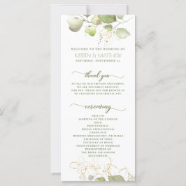 Elegant Greenery Watercolor Blommigt Guld Program