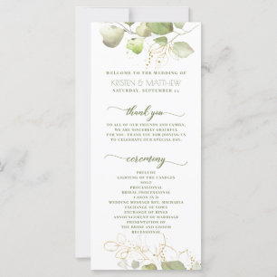 Elegant Greenery Watercolor Blommigt Guld Program
