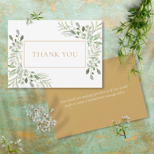 Elegant Greenery Watercolor Guld Tack (Skapare uppladdad)