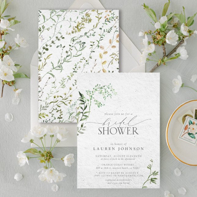 Elegant Greenery Watercolor Möhippa Inbjudningar (Bridal Shower Invitation!)