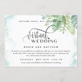 Elegant Greenery Watercolor Online Virtuellare Brö Inbjudningar