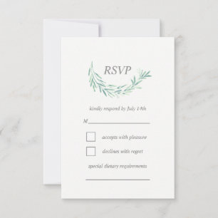 Elegant Greenery Watercolor Wandeans Bröllop OSA Kort