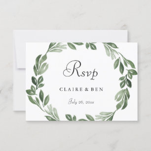 Elegant Greenery Watercolor Wandeans Bröllop OSA Kort